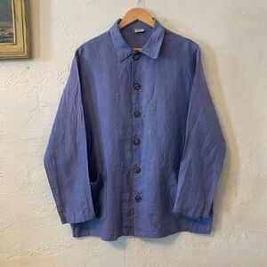 CP SHADES SAUSALITO TUNIC SHIRT JACKET OVERSIZED S HAND-DYED VTG USA BLUE PURPLE